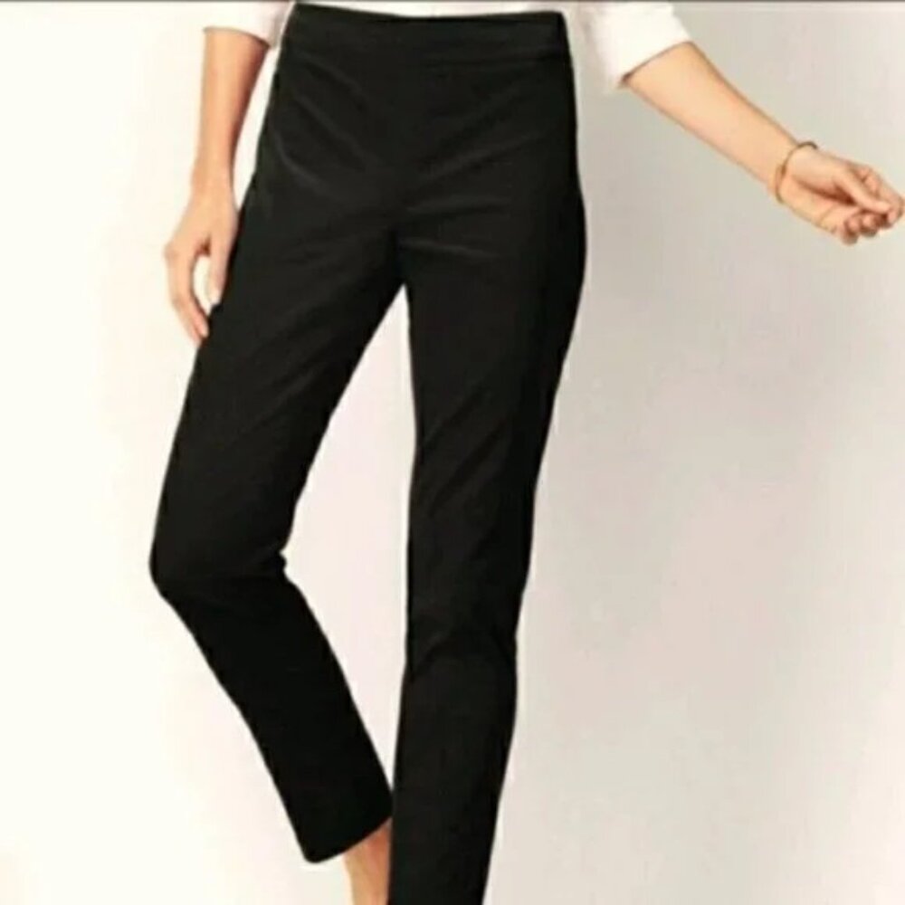 "NWT"Talbots Classic Side Zip Slim Velvet Flat Front Dressy Black Pants-6 Petite